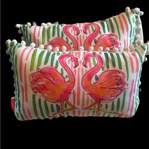 2 Lilly Pulitzer Flamingo Throw Pillows